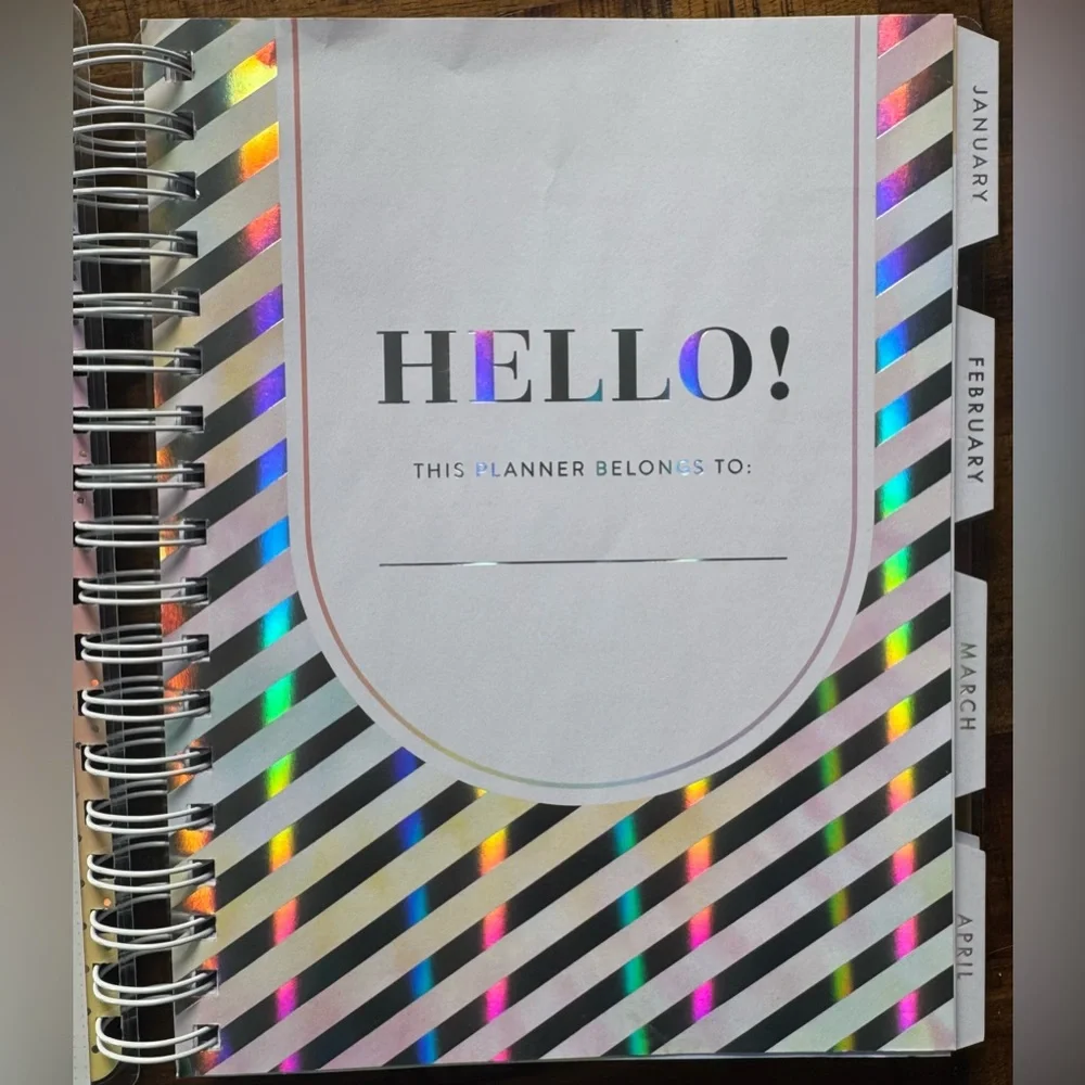Agenda 2025 Colorful Tie-Dye Dated Planner Tabbed Dividers Calendar NWT